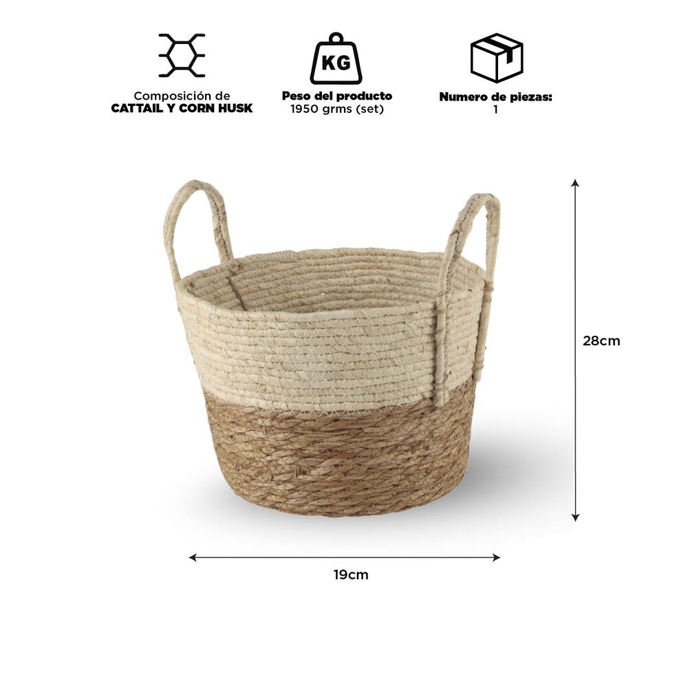 Set Dos Canastos Organizadores Con Asas Bicolor image number 1.0