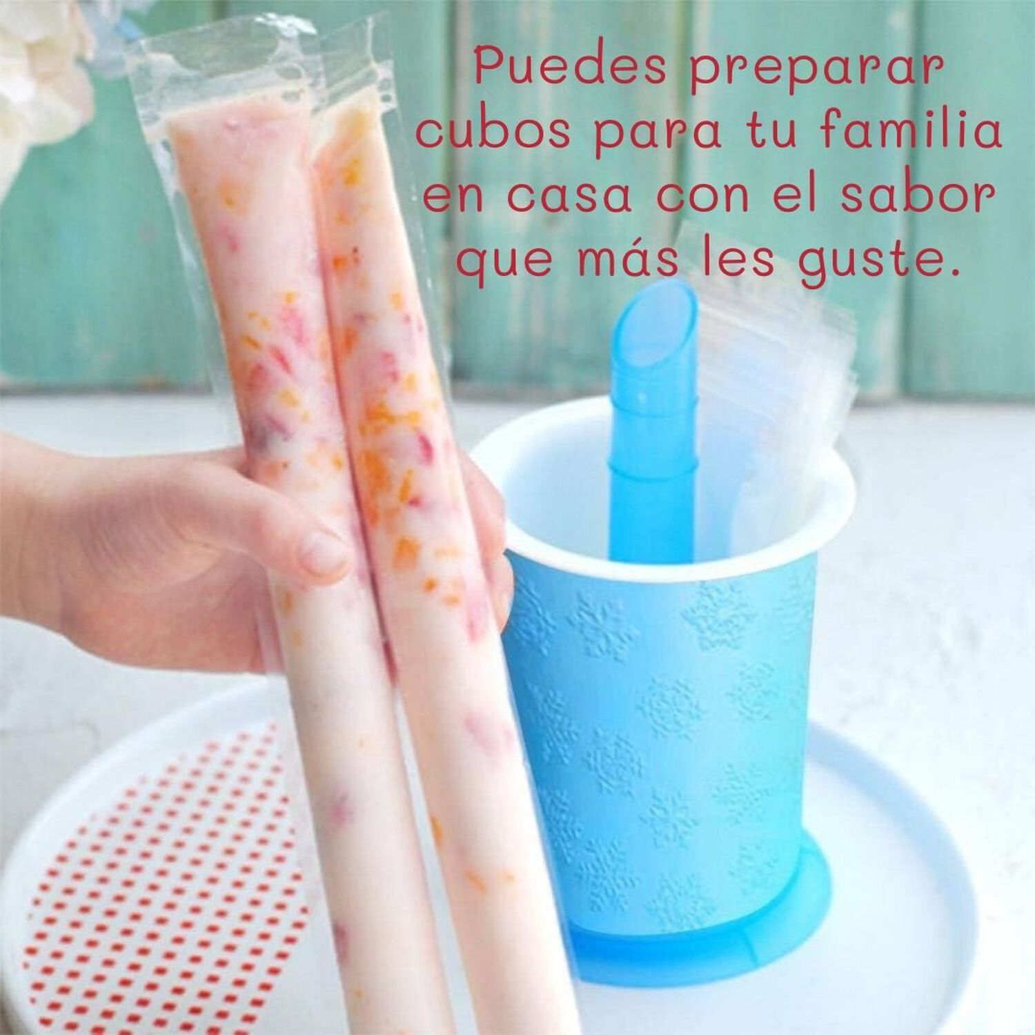 Molde Manual Para Cubos Helados Caseros + 20 Bolsas image number 5.0