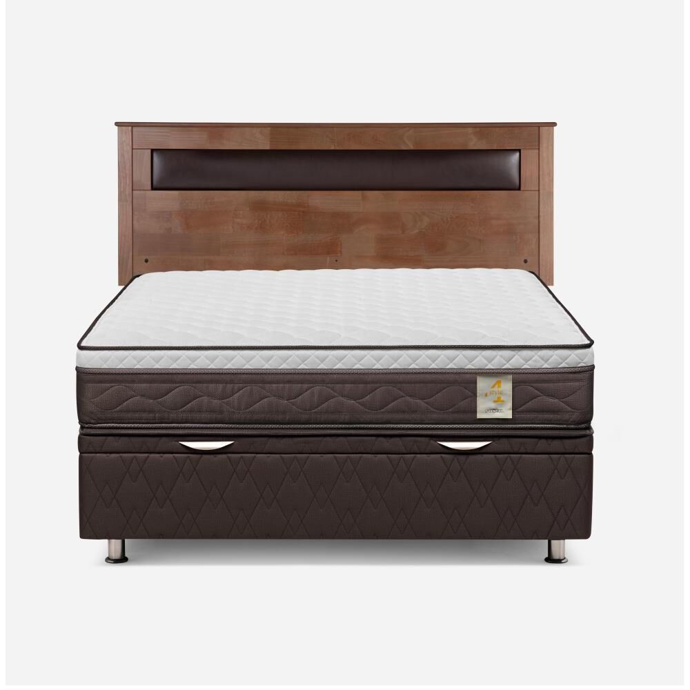 Cama Ba&uacute;l Rosen New Style 4 / 2 Plazas / Base Normal + Respaldo Ferrara image number 0.0