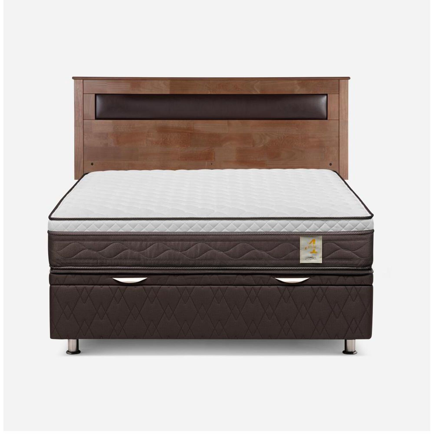 Cama Ba&uacute;l Rosen New Style 4 / 2 Plazas / Base Normal + Respaldo Ferrara image number 0.0