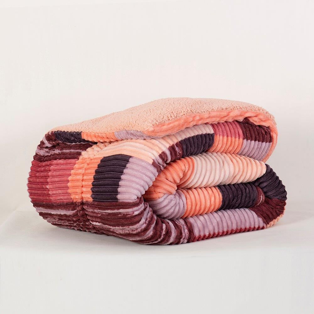 Plumon Corduroy Coral Sherpa Estampado 2 Plazas Pangui image number 2.0