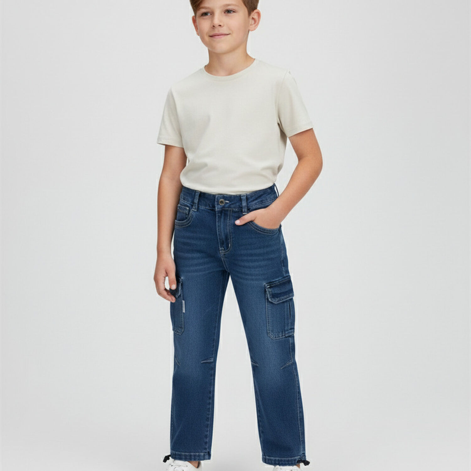 Pantal&oacute;n Cargo Jeans Ni&ntilde;o Denim Resistente image number 0.0