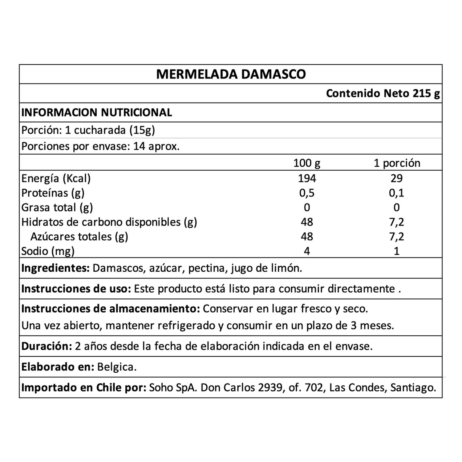 Mermelada De Damasco Belberry 1 X 215 Gr image number 3.0