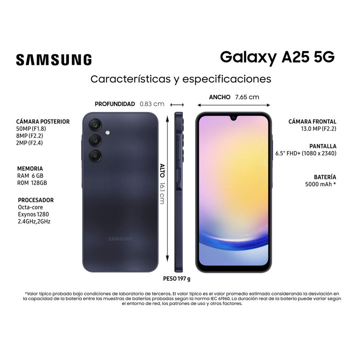 Smartphone Samsung Galaxy A25 / 5G / 128 GB / Black / Liberado image number 1.0