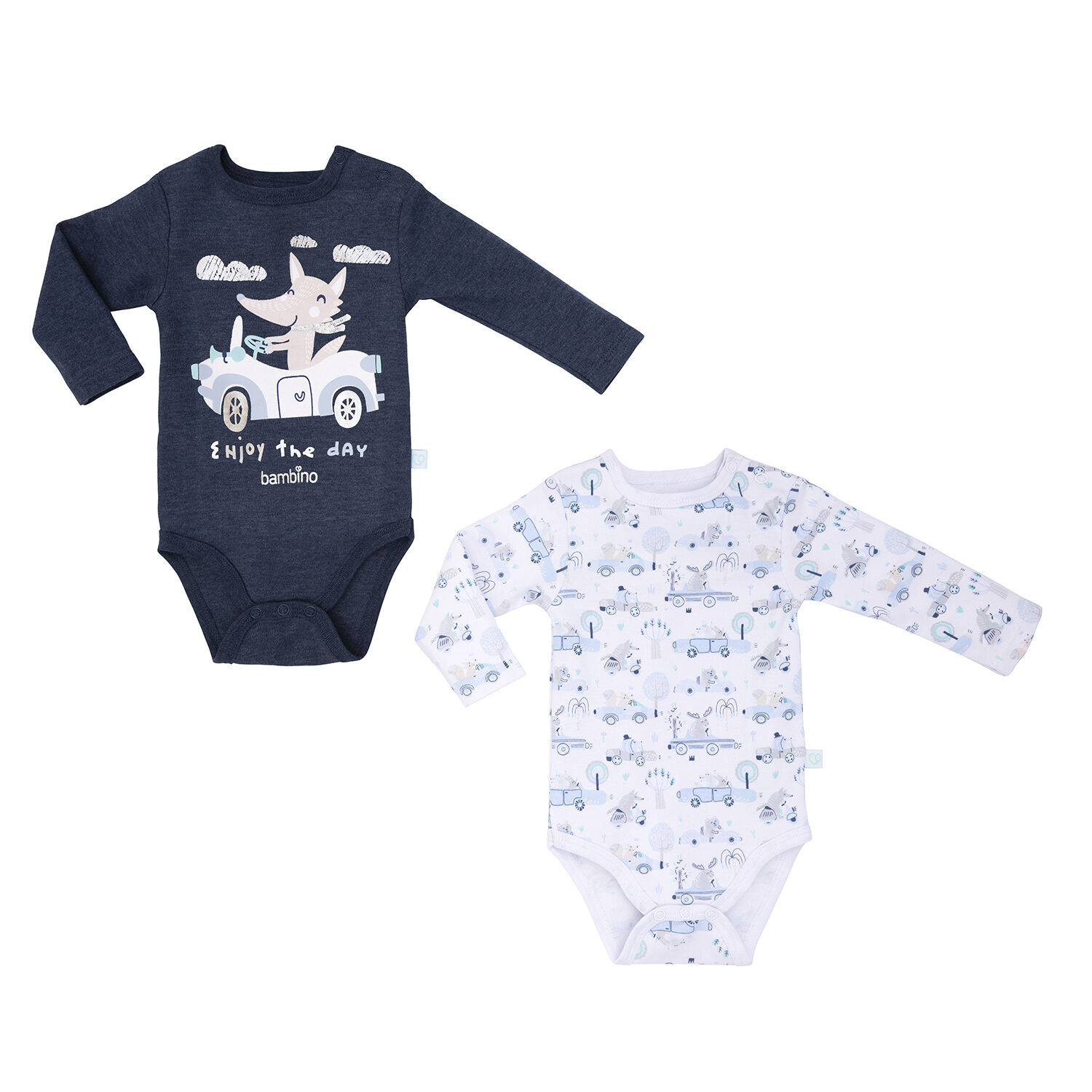 Set 2 Bodys Manga Larga Azul Zorro Ni&ntilde;o 12 - 18 Meses image number 1.0