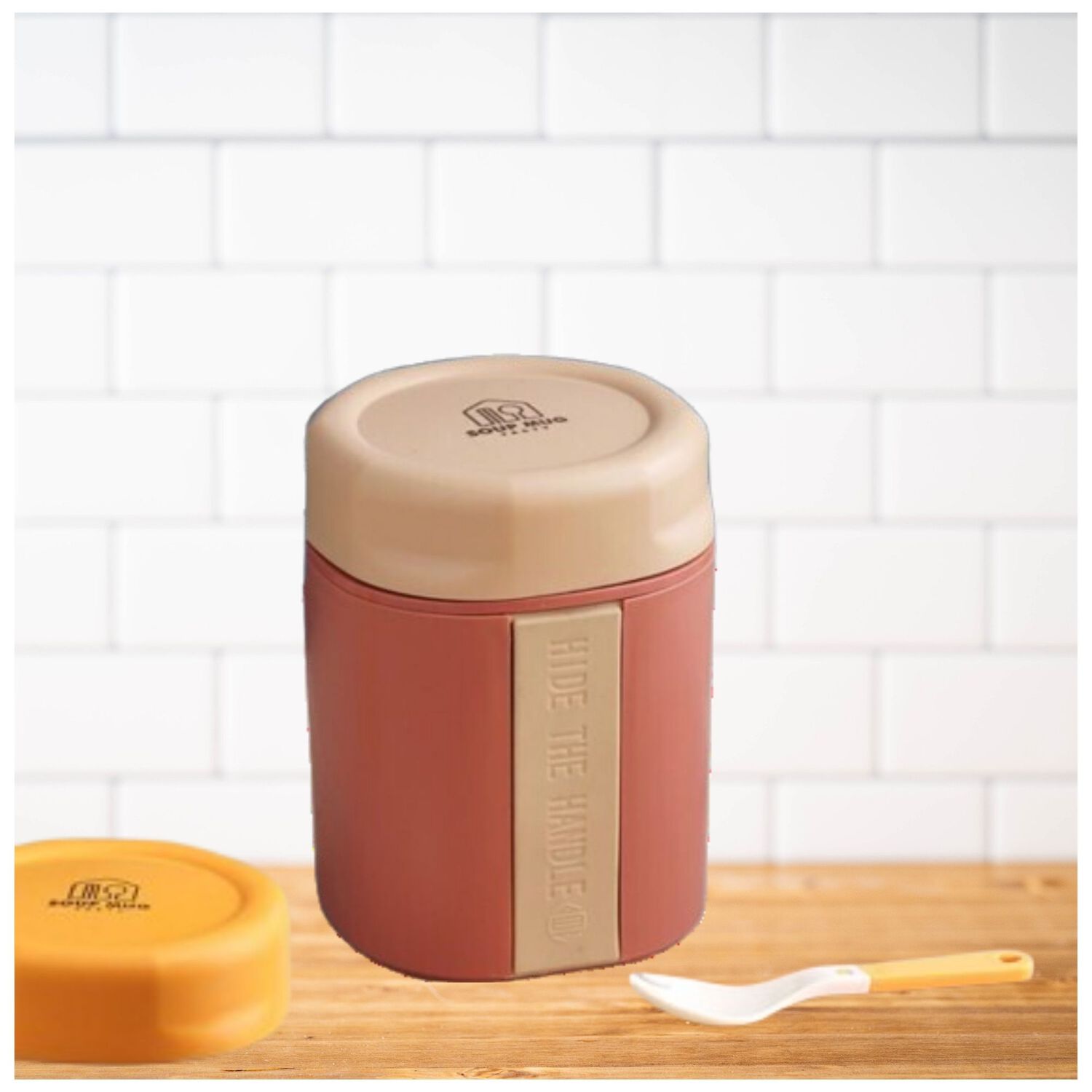 Termo T&aacute;per T&eacute;rmico Estilo Vaso Con Tenedor Oficina Y Escolar Pink image number 0.0