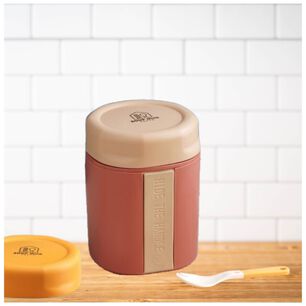 Termo T&aacute;per T&eacute;rmico Estilo Vaso Con Tenedor Oficina Y Escolar Pink