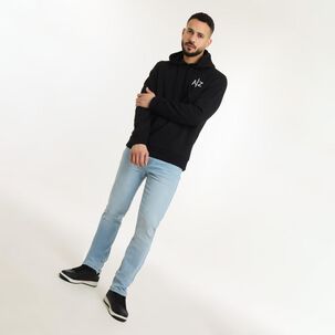 Polerón Liso Cuello Redondo Con Capucha Hombre Az Black