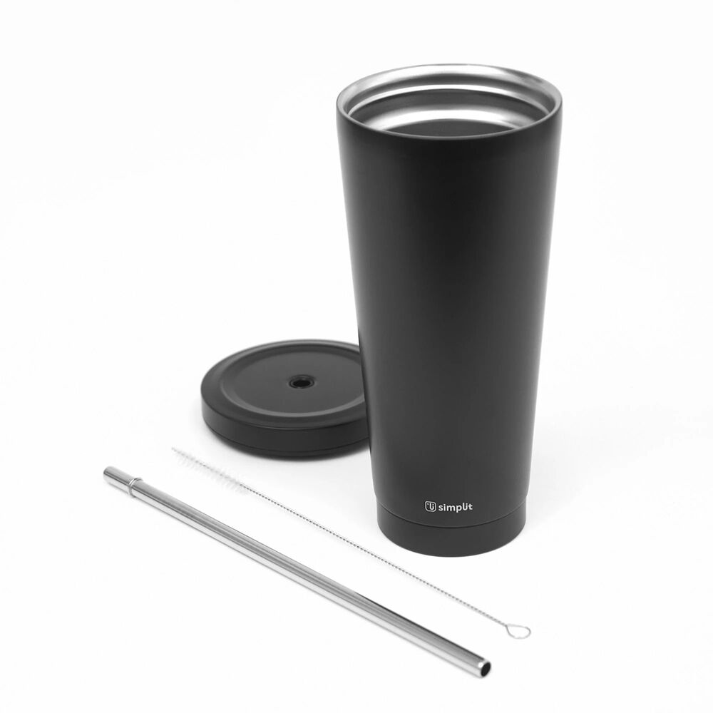 Vaso T&eacute;rmico Tumbler 750ml Con Tapa Y Bombilla Negro Simplit image number 2.0