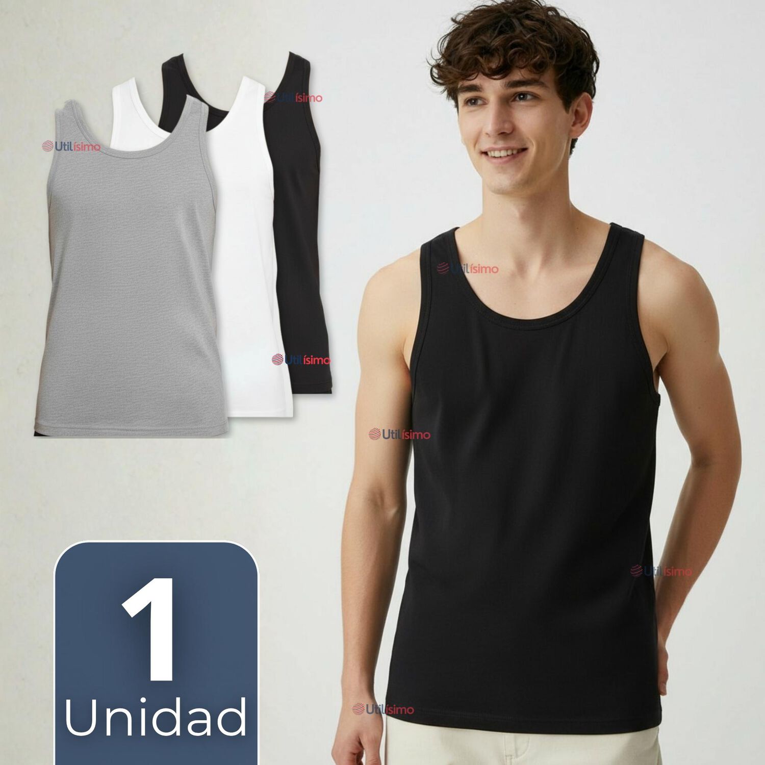 Camiseta Sin Manga B&aacute;sica Suave 100% Algod&oacute;n Colores Surtidos Hombre image number 0.0