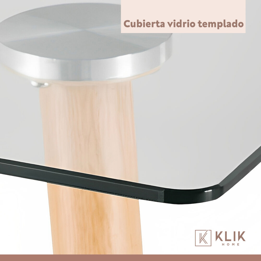 Comedor Mesa De Vidrio Rectangular 120x80 + 6 Sillas Tulip Negras image number 6.0