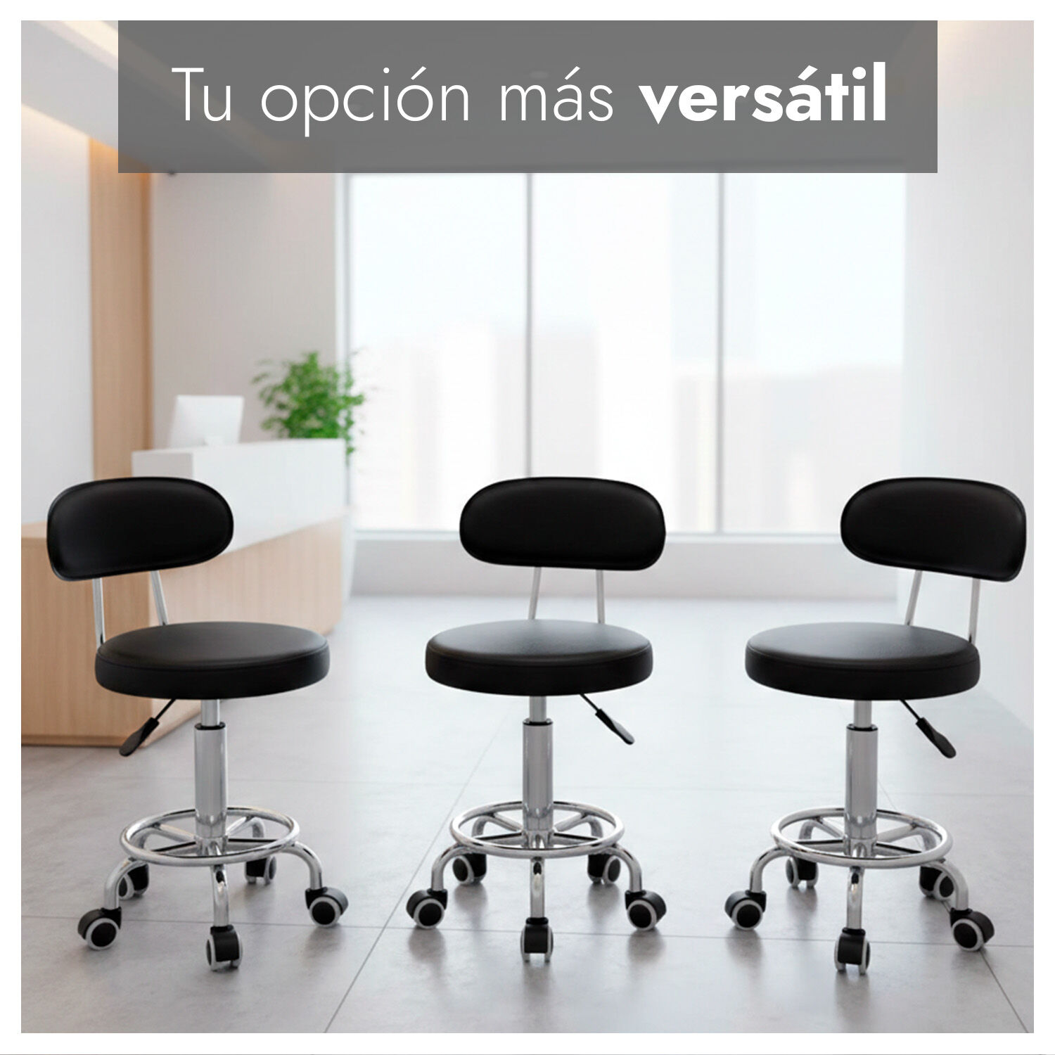 Silla Giratoria Multiuso Con Ruedas Ajustable Ergon&oacute;mica Y Est&eacute;tica image number 7.0