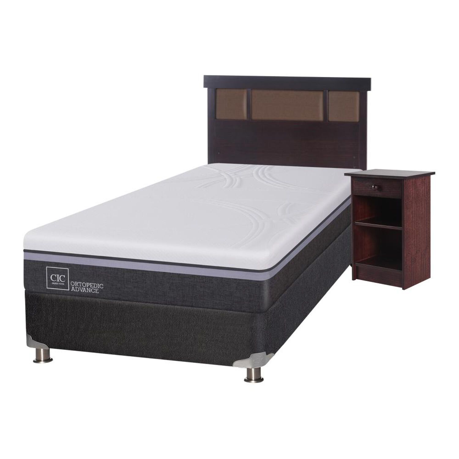 Box Spring Cic Ortopedic / 1.5 Plazas / Base Normal + Set De Maderas image number 1.0