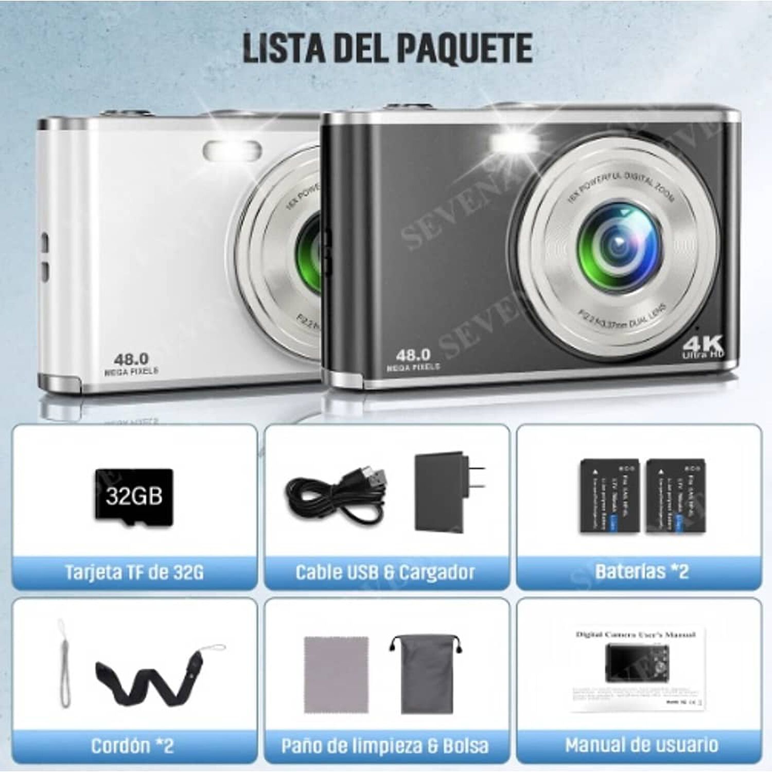 C&aacute;mara Digital 4k Frontal Y Trasera 2.8 Inch Para Estudiante image number 1.0