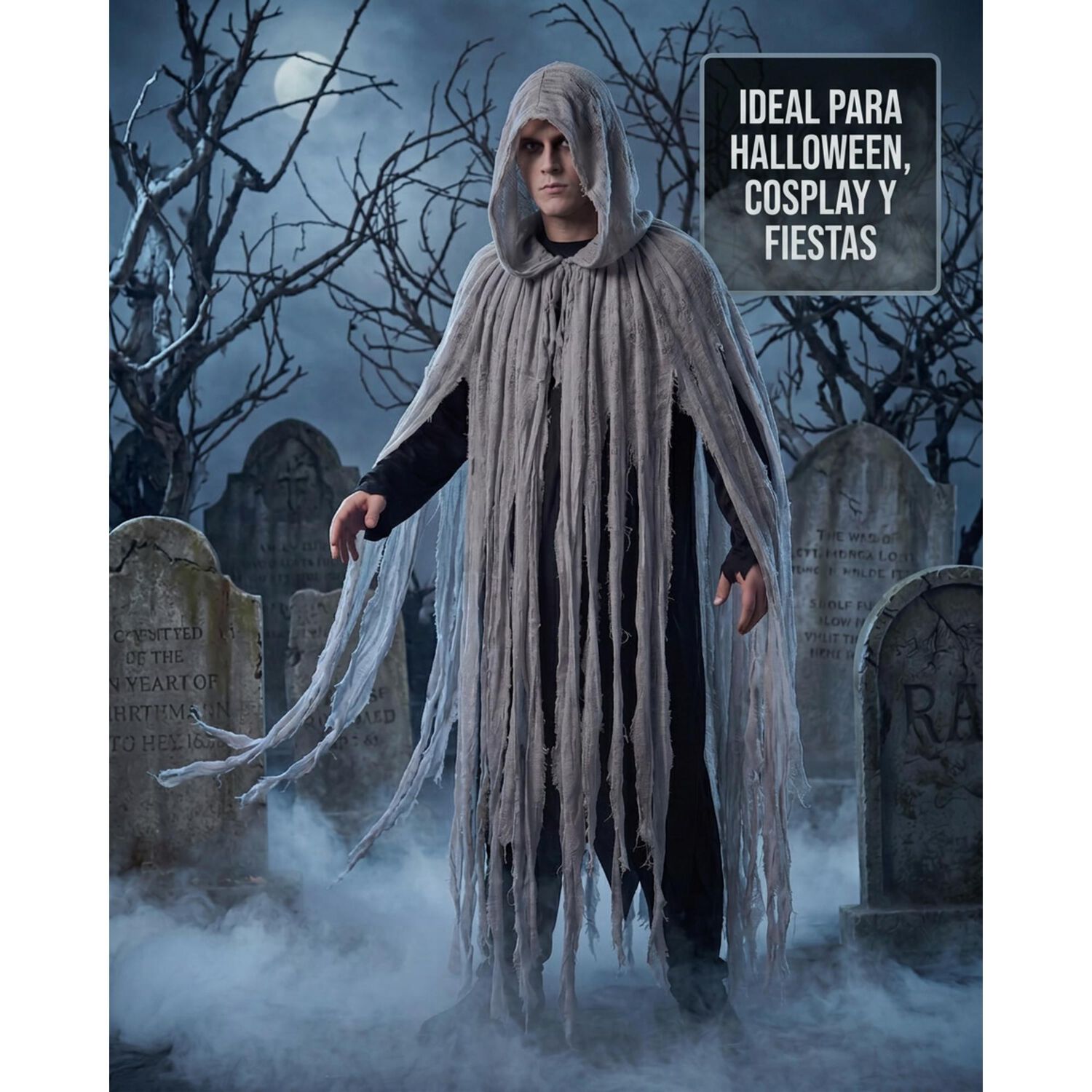 Disfraz Cosplay Capa De Terror Con Capucha Tunica Halloween Hollow Knight Anubis Momia image number 7.0