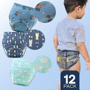 Pack 12 Calzón Calzoncillo Entrenamiento Algodón Absorbente Transpirable Cintura Elástica