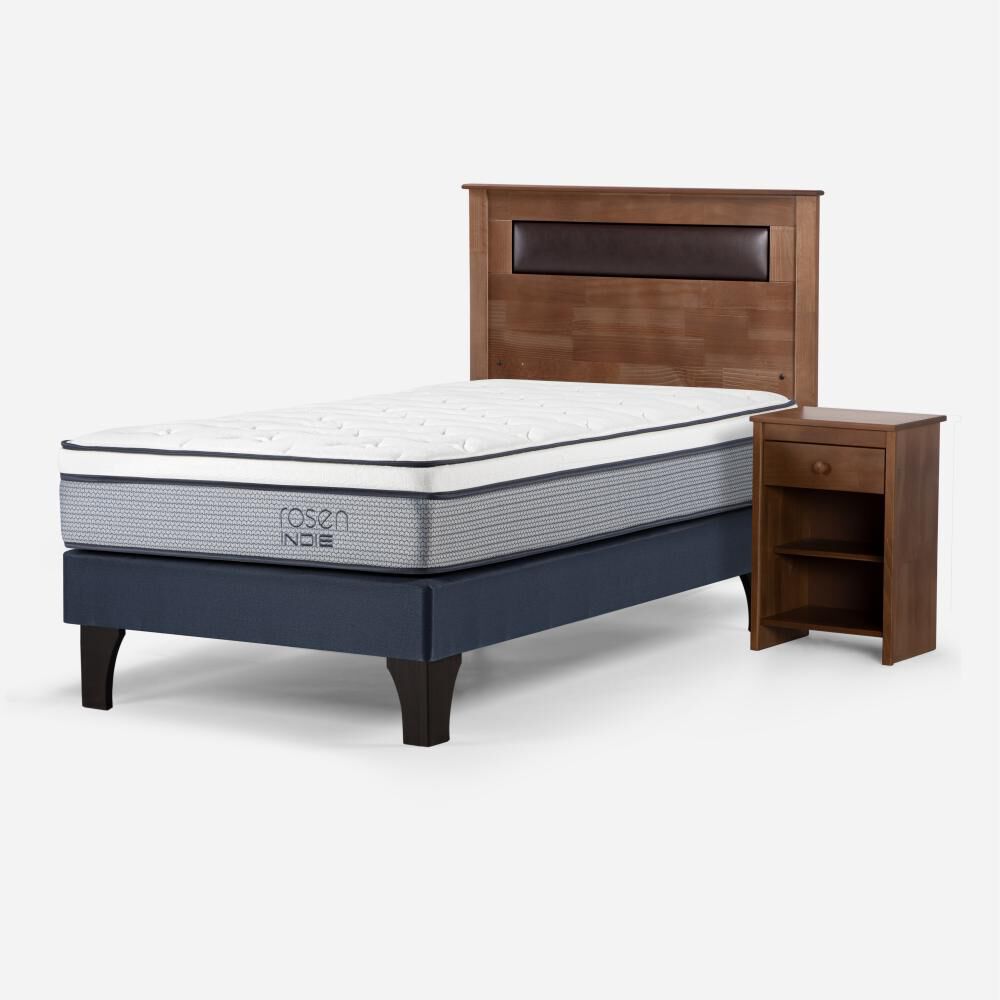 Cama Europea Rosen Indie / 1 Plaza / Base Normal + Set De Maderas Ferrara image number 1.0