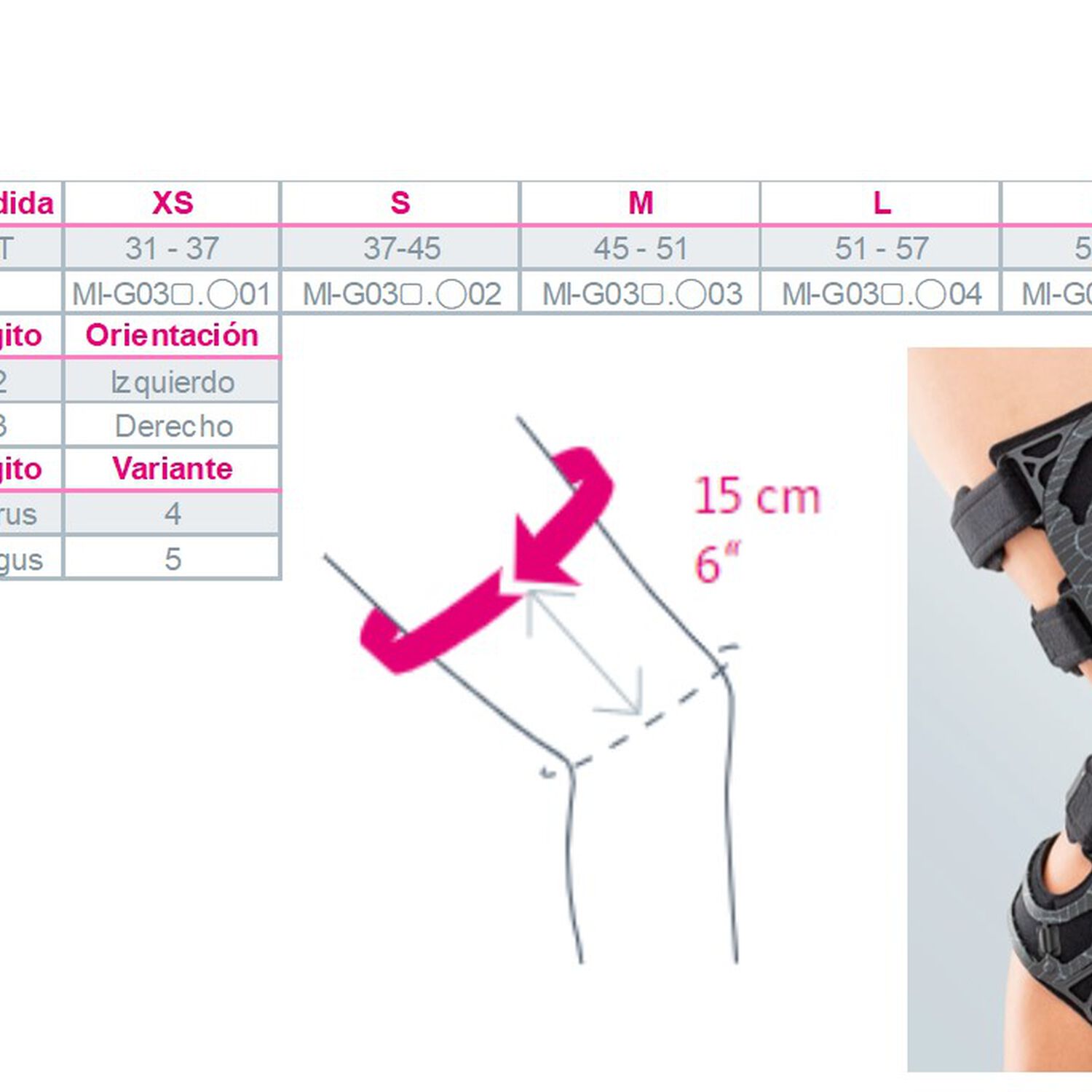 Rodillera M4s Short Derecha Talla M-medi image number 1.0
