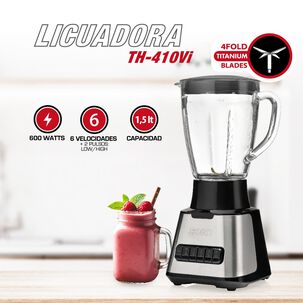 Licuadora Thomas Th410vi 1,5 Litros 600w Juguera Jarro De Vidrio 6 Velocidades M&aacute;s 2 Pulsos Cuchillas 4 Fold Titanium Blades Acople Met&aacute;lico Base Acer
