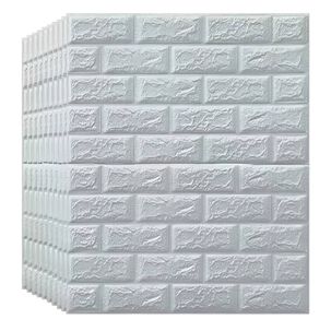 Pack 10 Lamina Papel Mural Autoadhesivo 3d Ladrillo 70x78 Blanco