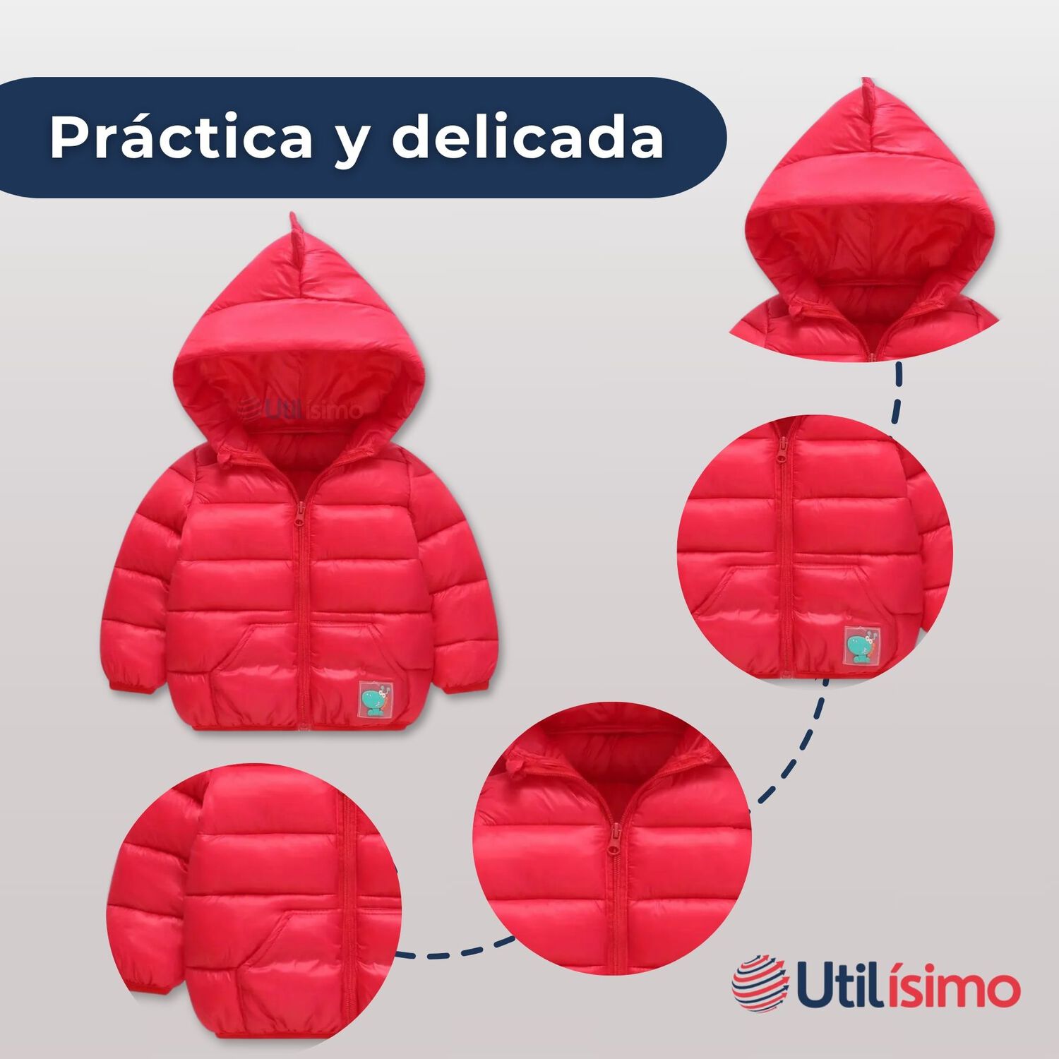 Parka Dinosaurio Con Capucha Manga Larga Ni&ntilde;o Jump Kids Rojo Dinosaurio image number 4.0