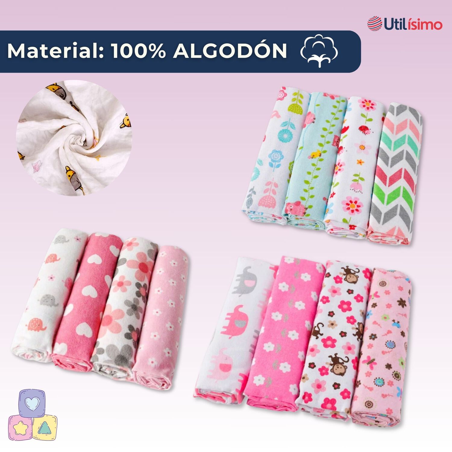 Pack 4 Mantas De Algod&oacute;n Para Beb&eacute;s Jump Kids Surtido Ni&ntilde;a image number 1.0
