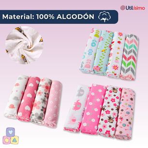 Pack 4 Mantas De Algod&oacute;n Para Beb&eacute;s Jump Kids Surtido Ni&ntilde;a