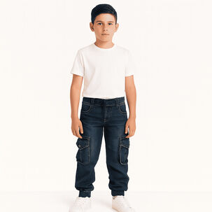 Pantalón Jogger Cargo Mezclilla Niño