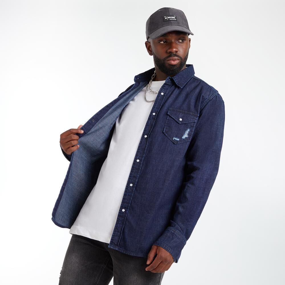 Camisa Denim Slim Manga Larga Hombre Rolly Go image number 2.0