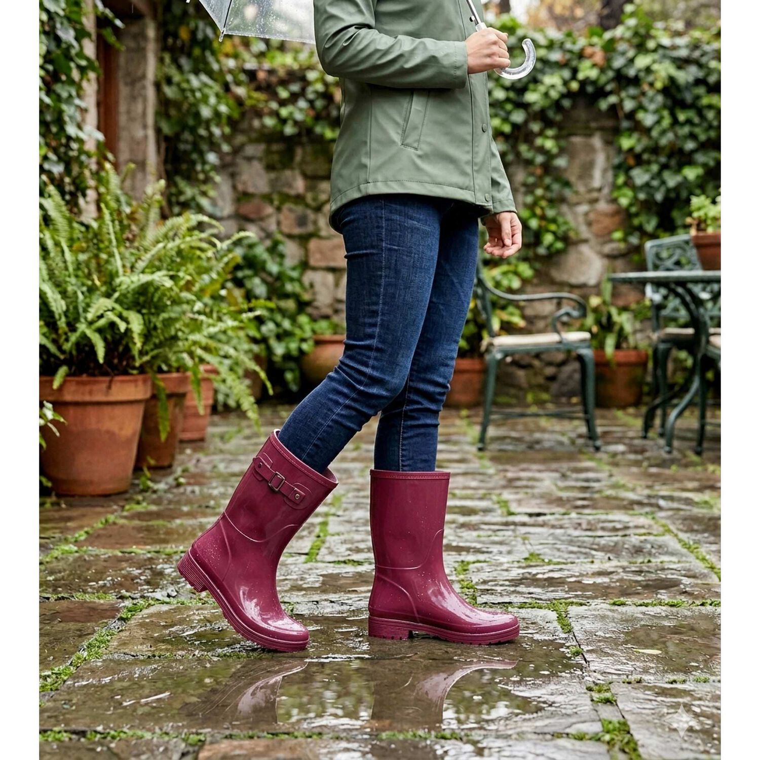 Bota De Agua Con Polar Cressida Burdeo Alquimia image number 5.0