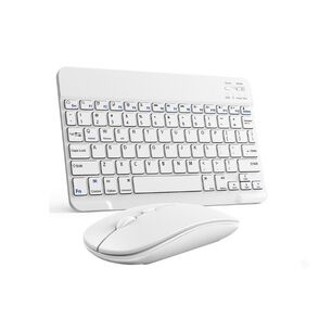 Kit Teclado Y Mouse Inal&aacute;mbrico Bluetooth Recargable Combo Blanco