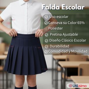 Falda Escolar Color Azul Uniforme Para Ni&ntilde;as