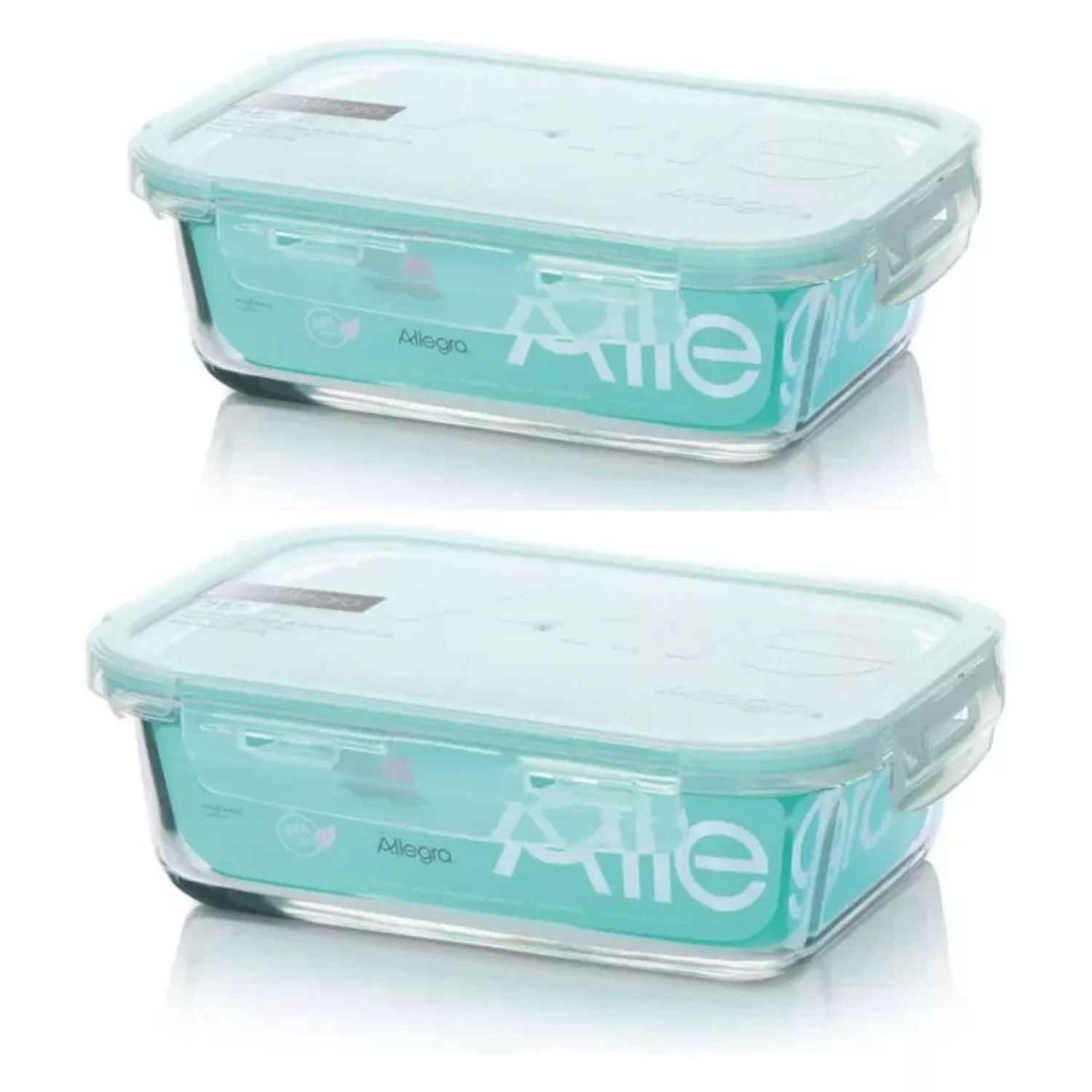 Pack 2 Contenedores Hermetico Vidrio Rectangular 600ml Allegra image number 0.0