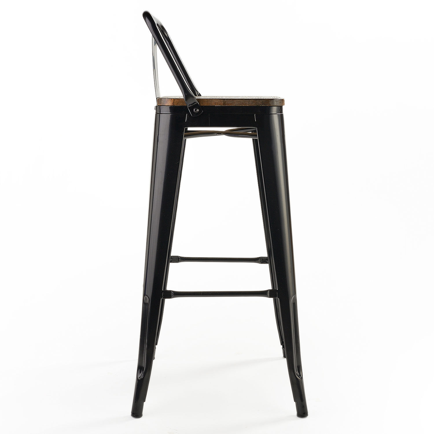 Pack 4 Pisos De Bar Tolix Asiento De Madera Negro Novahus image number 3.0