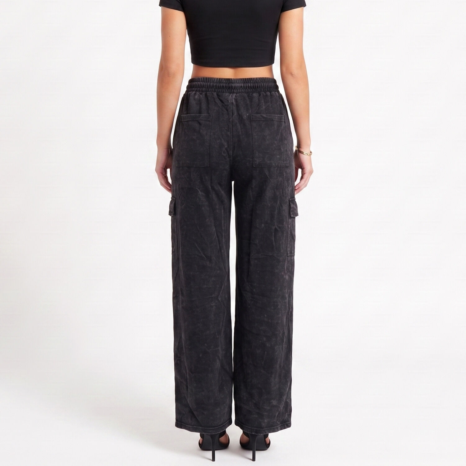 Buzo Acid Wash Cargo Wide Leg Mujer image number 2.0