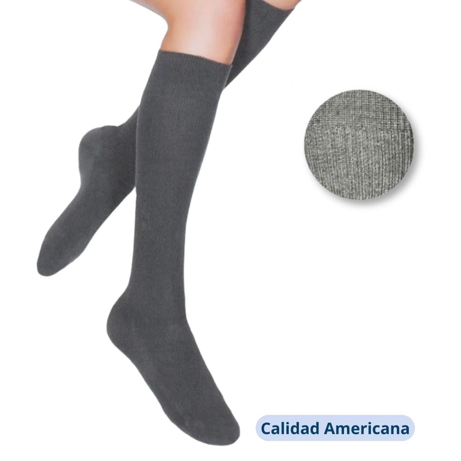 Pack 5 Calcetines Escolar Largo Algod&oacute;n Gris Unisex image number 1.0