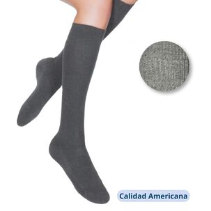 Pack 5 Calcetines Escolar Largo Algod&oacute;n Gris Unisex