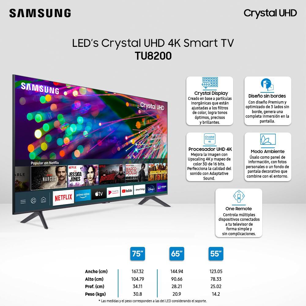 Led Samsung TU8200 / 75" / Crystal UHD 4K / Smart Tv image number 2.0