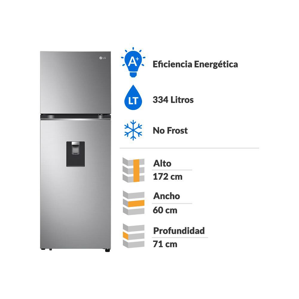 Refrigerador Top Freezer LG VT34WPP / No Frost / 334 Litros / A+ image number 1.0