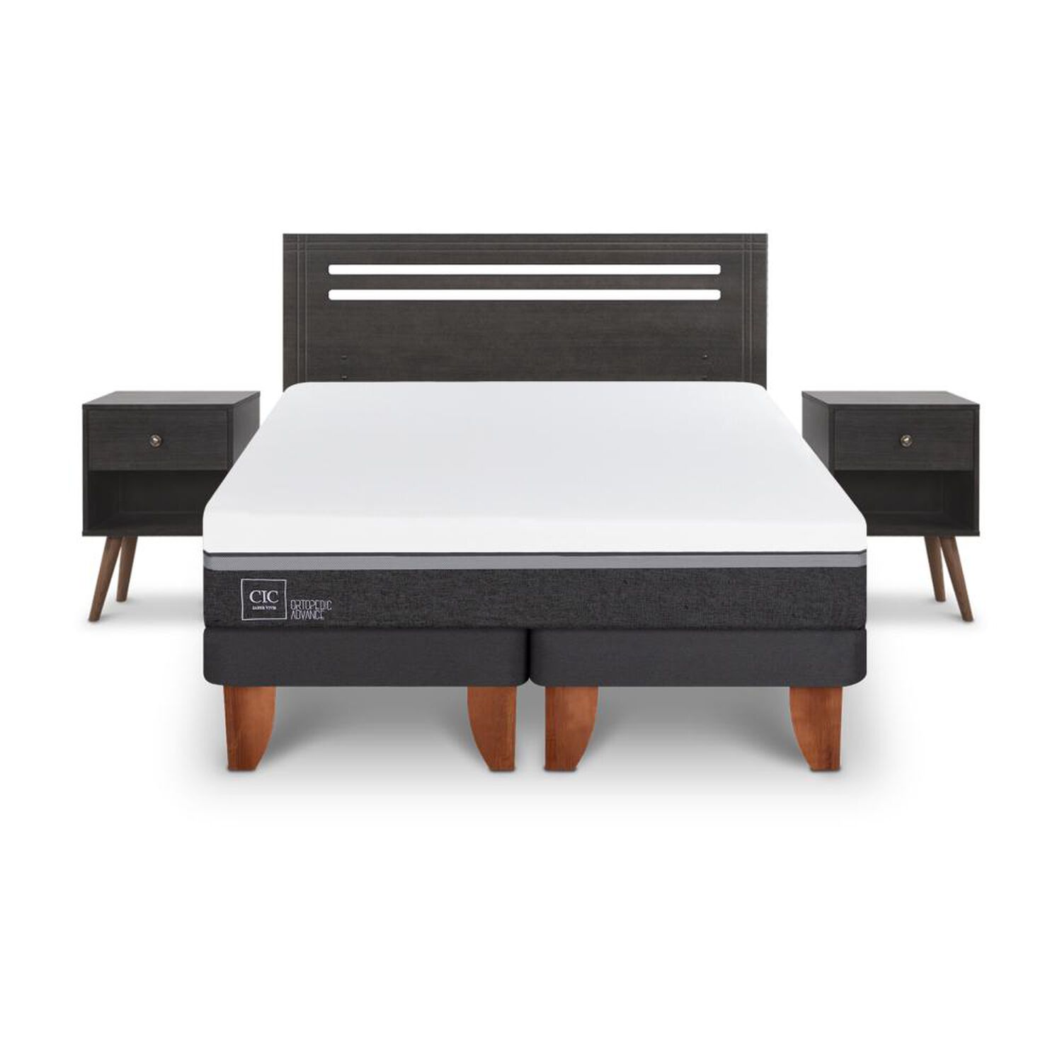 Cama Europea Cic Ortopedic Advance / 2 Plazas / Base Dividida + Set De Maderas image number 1.0
