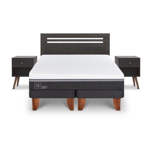 Cama Europea Cic Ortopedic Advance / 2 Plazas / Base Dividida + Set De Maderas