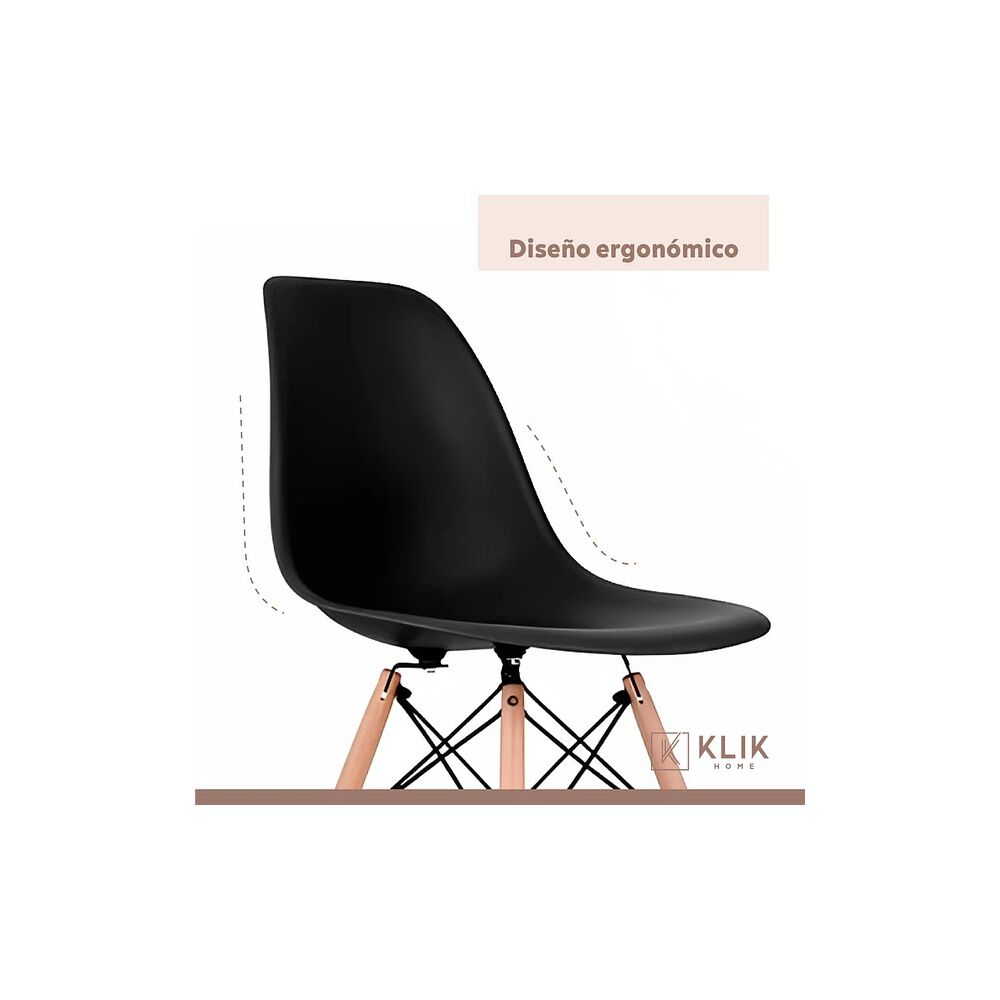 Comedor Mesa Rectangular Negra + 6 Sillas Eames Negras image number 6.0