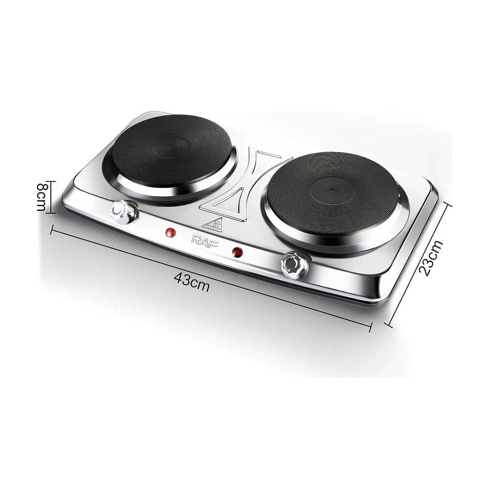 Cocina El&eacute;ctrica 2 Plato Cocinilla Encimera Acero Inoxidable image number 1.0