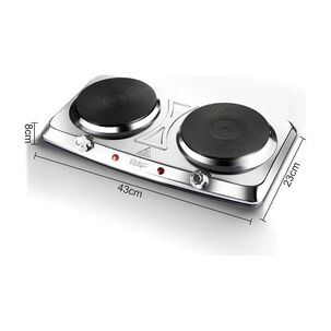 Cocina El&eacute;ctrica 2 Plato Cocinilla Encimera Acero Inoxidable