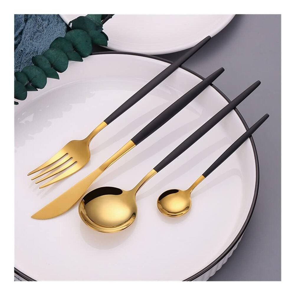 Juego Cubiertos 16 Piezas Acero Inoxidable Negro image number 4.0