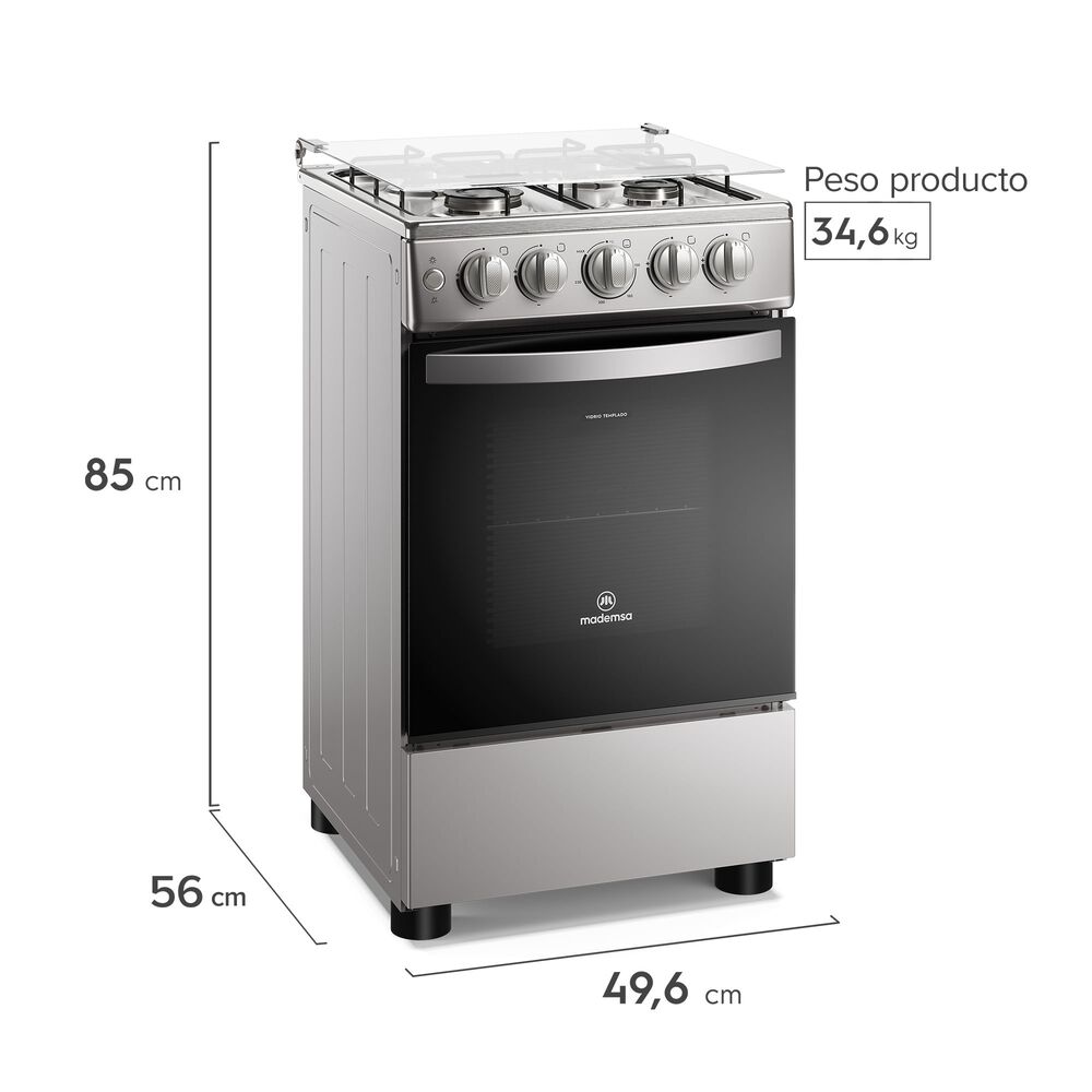 Cocina A Gas 4 Platos Limpiaf&aacute;cil Y Parrillas Alambr&oacute;n Fm4es image number 2.0