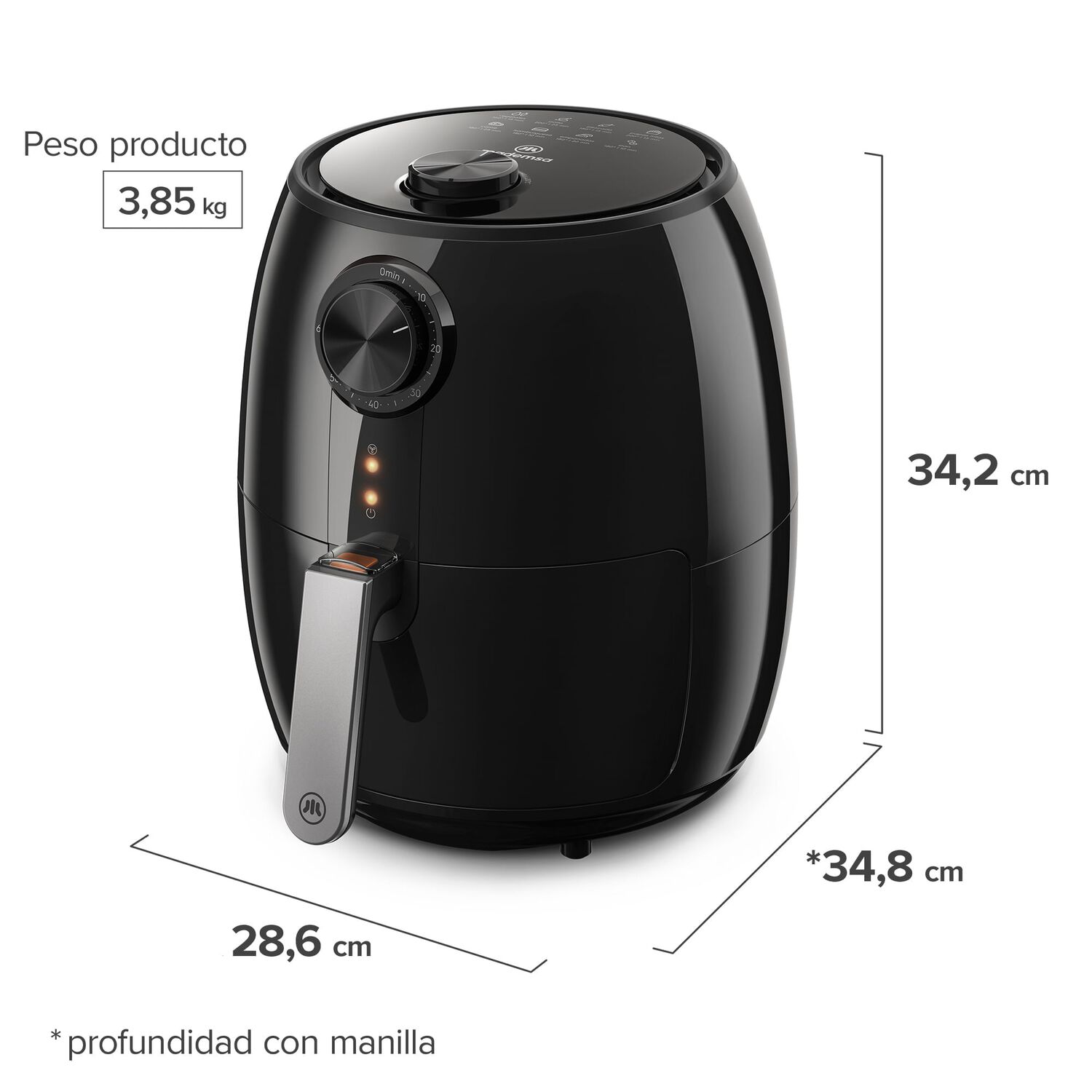 Freidora De Aire Mademsa 4,6 L Con Temporizador 1400w Maf15 image number 2.0