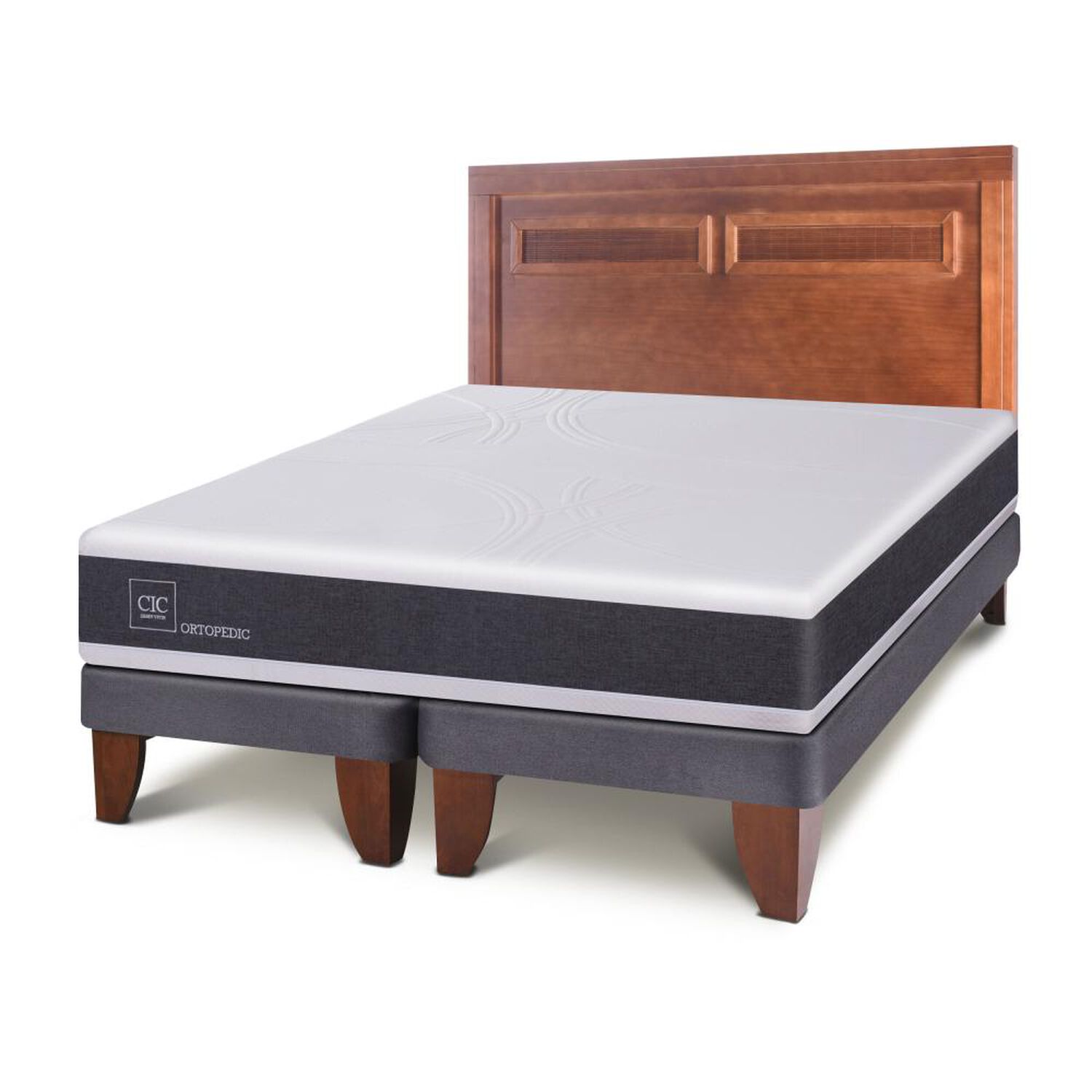 Cama Europea Cic New Ortopedic / King / Base Dividida + Respaldo image number 1.0