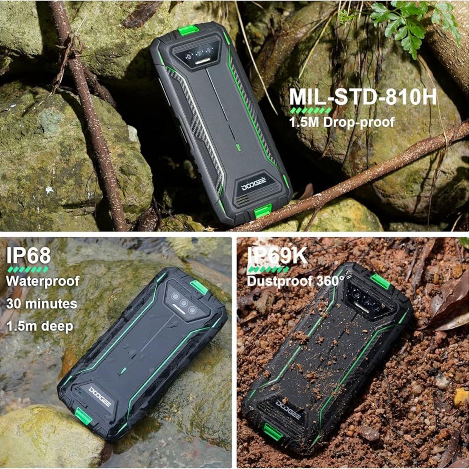 Celular Rugged Doogee S41 Max Resistente A Golpes, Polvo, Humedad Y Agua / Desbloqueo Facial Y Con Huella Dactilar, Nfc, Radio Fm, Verde image number 2.0