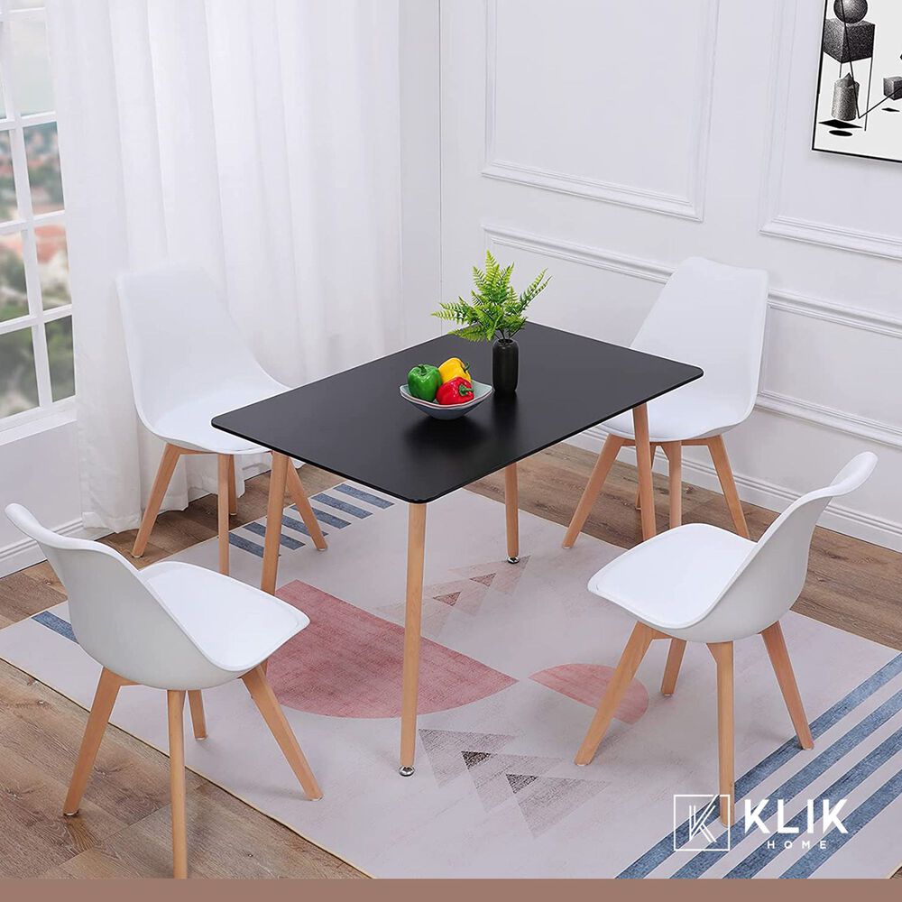 Comedor Mesa Rectangular Negra 120x80 + 4 Sillas Tulip Blancas image number 7.0